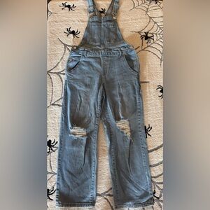Distressed Denim Overalls-Bibs